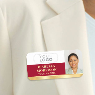 Mitarbeiter-Logo-ID Foto Red Gold Gradient Namensschild