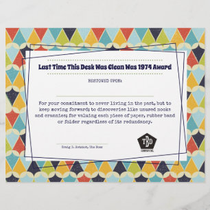 Mitarbeiter MESSY DESK lustige Zertifikat Award