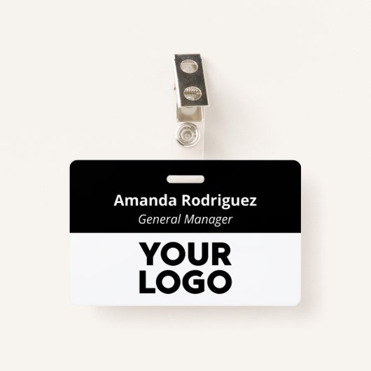 Mitarbeiter mit benutzerdefiniertem Logo - Einfach Ausweis (Vorderseite mit Klammer)