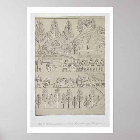 Mitarbeiter mit Geräten und Seilen zum Verschieben Poster (Vorne)