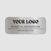 Mitarbeiter mit Metallsilber-Firmenlogo Namensschild (Vorderseite)