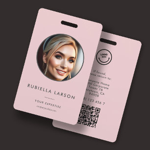 Mitarbeiter Namens ID Karte Rund Foto QR Minimalis Ausweis
