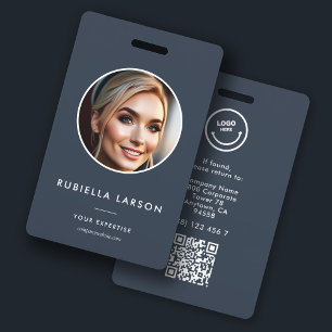 Mitarbeiter Namens ID Karte Runde Foto QR Minimali Ausweis
