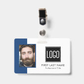 Mitarbeiter-Office-ID | Foto für Blaues Logo Ausweis (Vorderseite mit Clip)