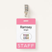 Mitarbeiter Pink Name Abzeichen Clip Reel Lanyard Ausweis (Vorderseite mit Klammer)