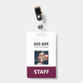 Mitarbeiter-Tag des niedlichen Burgund-Mitarbeiter Ausweis (Vorderseite mit Clip)