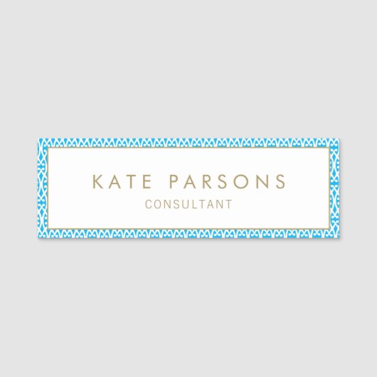 Mitarbeiter-Tag Hübsch Blue Border Namensschild (Vorderseite)