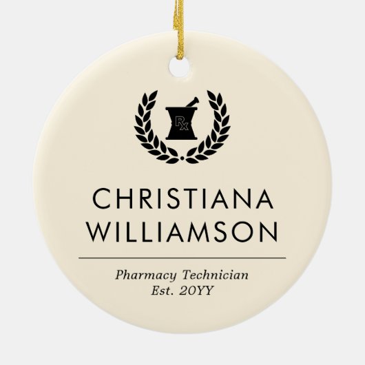 Mitarbeiter von Pharmazie Pharmacy Tech Keramik Ornament (Hinten)