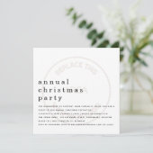 Mitarbeiter Weihnachts-Party Minimalistische Logo- Einladung (Stehend Vorderseite)