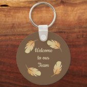 Mitarbeiter Willkommen Dark Brown Feathers Busines Schlüsselanhänger (Vorderseite)