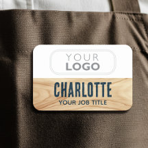Mitarbeiter Woodgrain Rustic Company Logo Blue