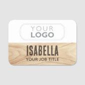 Mitarbeiter Woodgrain Rustic Company Logo braun Namensschild (Vorderseite)