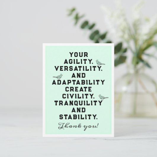 Mitarbeiteraufwertung Postkarte (Stehend Vorderseite)