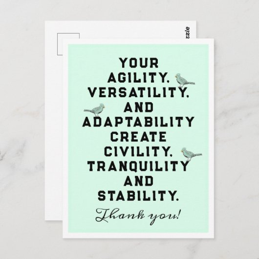 Mitarbeiteraufwertung Postkarte (Vorne/Hinten)