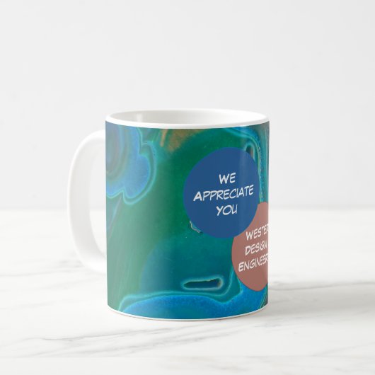 Mitarbeiterbewertung Blue Gem Office Workplace Kaffeetasse (Vorderseite Links)