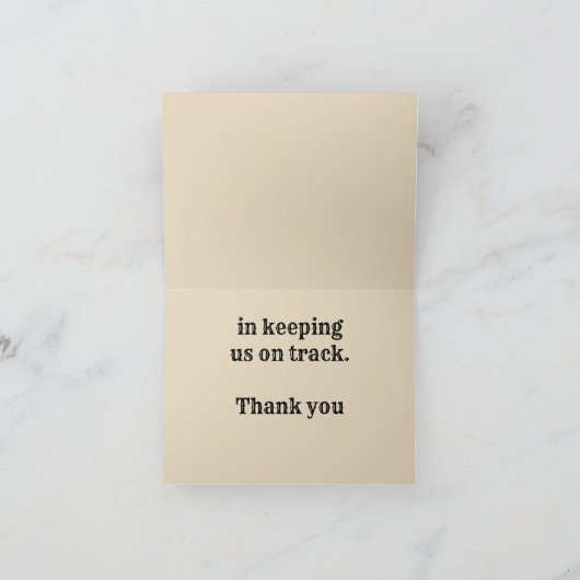 Mitarbeiterbewertung dank Eisenbahnspuren Karte (Innenseite)