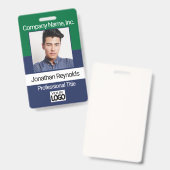 Mitarbeiterbild Abzeichen - Grün und Marsch Blau Ausweis (Vorder- & Rückseite)