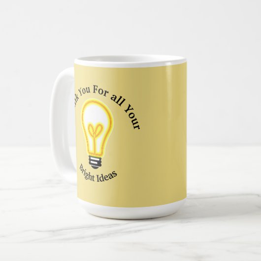 Mitarbeitererkennung - Glühbirne Vielen Dank Kaffeetasse (Vorderseite Links)