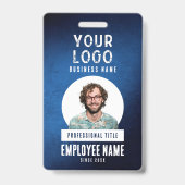 Mitarbeiterfoto Blau Grunge Gradient Business Ausweis (Vorderseite)