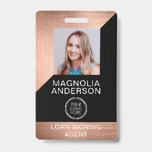 Mitarbeiterfoto-Logo-Barcode-Name auf gebürstetem  Ausweis