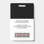 Mitarbeiterfoto, Logo, Barcode, Name, Ausweis (Rückseite)