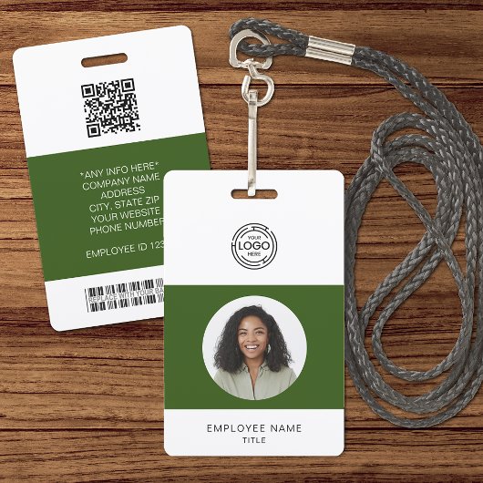 Mitarbeiterfoto, Logo, Barcode, Name ID Ausweis