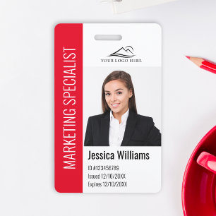 Mitarbeiterfoto-Logo Name Rot ID der modernen Firm Ausweis