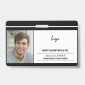 Mitarbeiterfoto Logotext und Bare-Code-Vorlage Ausweis (Vorderseite)