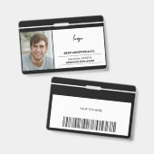 Mitarbeiterfoto Logotext und Bare-Code-Vorlage Ausweis (Vorder- & Rückseite)