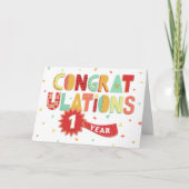 Mitarbeiterjubiläum 1 Jahr Spaß Glückwünsche Karte (Vorderseite)