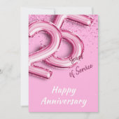 Mitarbeiterjubiläum 25 Jahre Pink Balloon Card Einladung (Vorderseite)