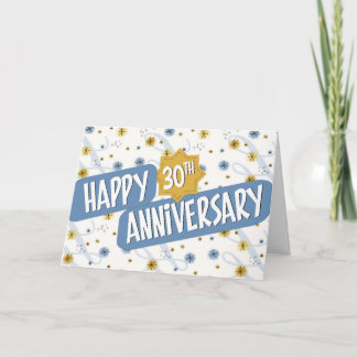 Mitarbeiterjubiläum 30 Jahre Blaues Muster Karte