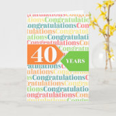 Mitarbeiterjubiläum 40 Jahre farbiges Muster Karte (Gelbe Blume)