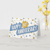 Mitarbeiterjubiläum 50 Jahre Blaues Muster Karte (Gelbe Blume)