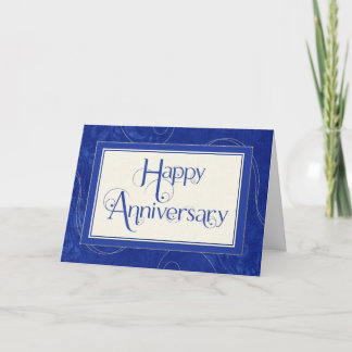 Mitarbeiterjubiläum - Text-Wirbel Damask - Blau Karte