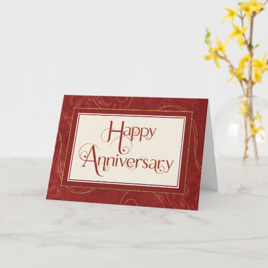 Mitarbeiterjubiläum - Text-Wirbel Damask Sparkle Karte (Gelbe Blume)