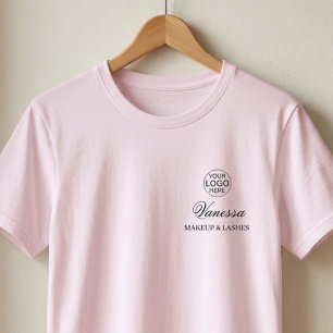 Mitarbeitername Geschäftslogo-Schrift-Make-up Rosa T-Shirt