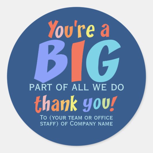 Mitarbeiterteam Vielen Dank Runder Aufkleber (Vorderseite)