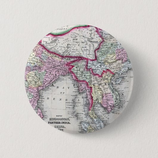 Mitchell Karte | Indien, Tibet, China u. Se Asien Button (Vorderseite)