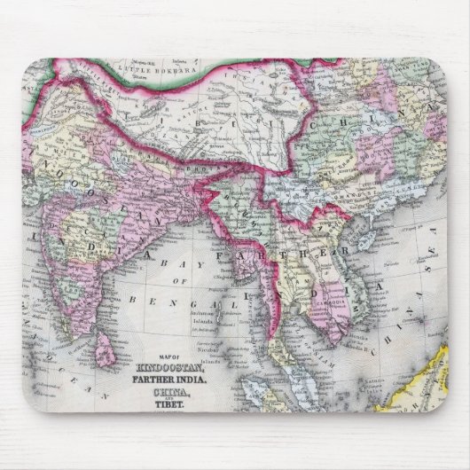 Mitchell Karte | Indien, Tibet, China u. Se Asien Mousepad (Vorne)