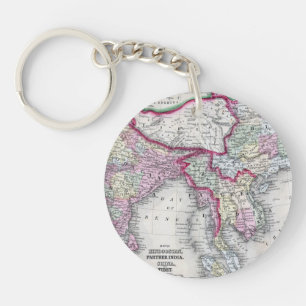 Mitchell Karte   Indien, Tibet, China u. Se Asien Schlüsselanhänger