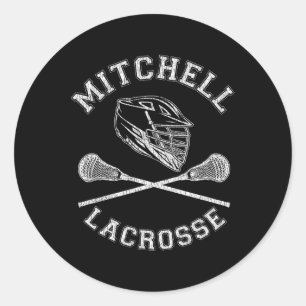 Mitchell Lacrosse Vintager, bedrückter Retro Lax Runder Aufkleber