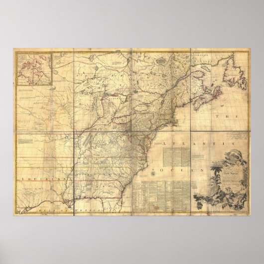 Mitchell Map British & French Owned Areas in 1757 Poster (Vorne)
