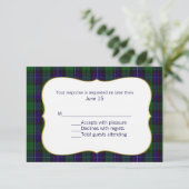 Mitchell Tartan Kariert Wedding RSVP Card Karte (Stehend Vorderseite)