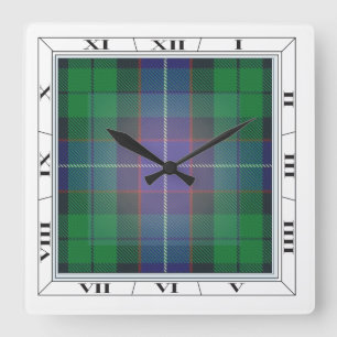 Mitchell (u. andere) Tartan-Wanduhr Quadratische Wanduhr