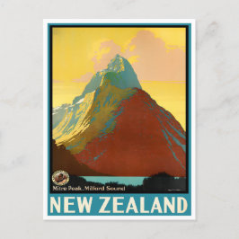 Miter Peak Neuseeland Vintage Reise Postkarte