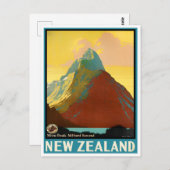 Miter Peak Neuseeland Vintage Reise Postkarte (Vorne/Hinten)