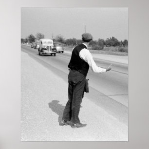 Mitfahren, 1939. Vintage-Foto Poster
