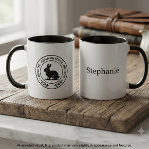 Mitfühlende schwarze minimalist Hasenrettung Tasse