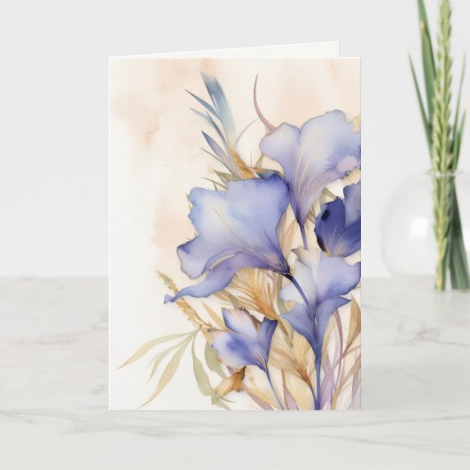 Mitgefühl Danke Aquarell Iris Blumen Karte (Vorderseite)